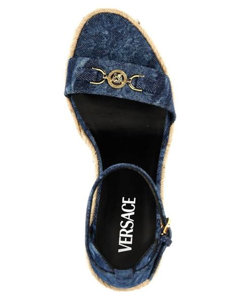 blue versace wedges